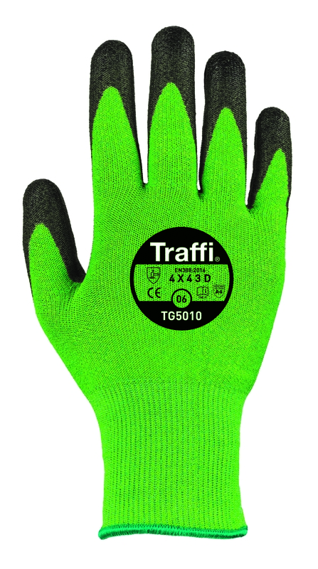Size 10 TG5010-10 GREEN X-Dura PU Palm Traffi Glove - Cut Level D